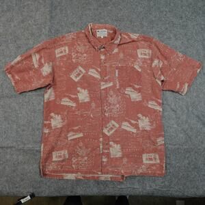 Vintage Columbia Shirt‎ Mens XXL Short Sleeve Button Map Island All Over Print